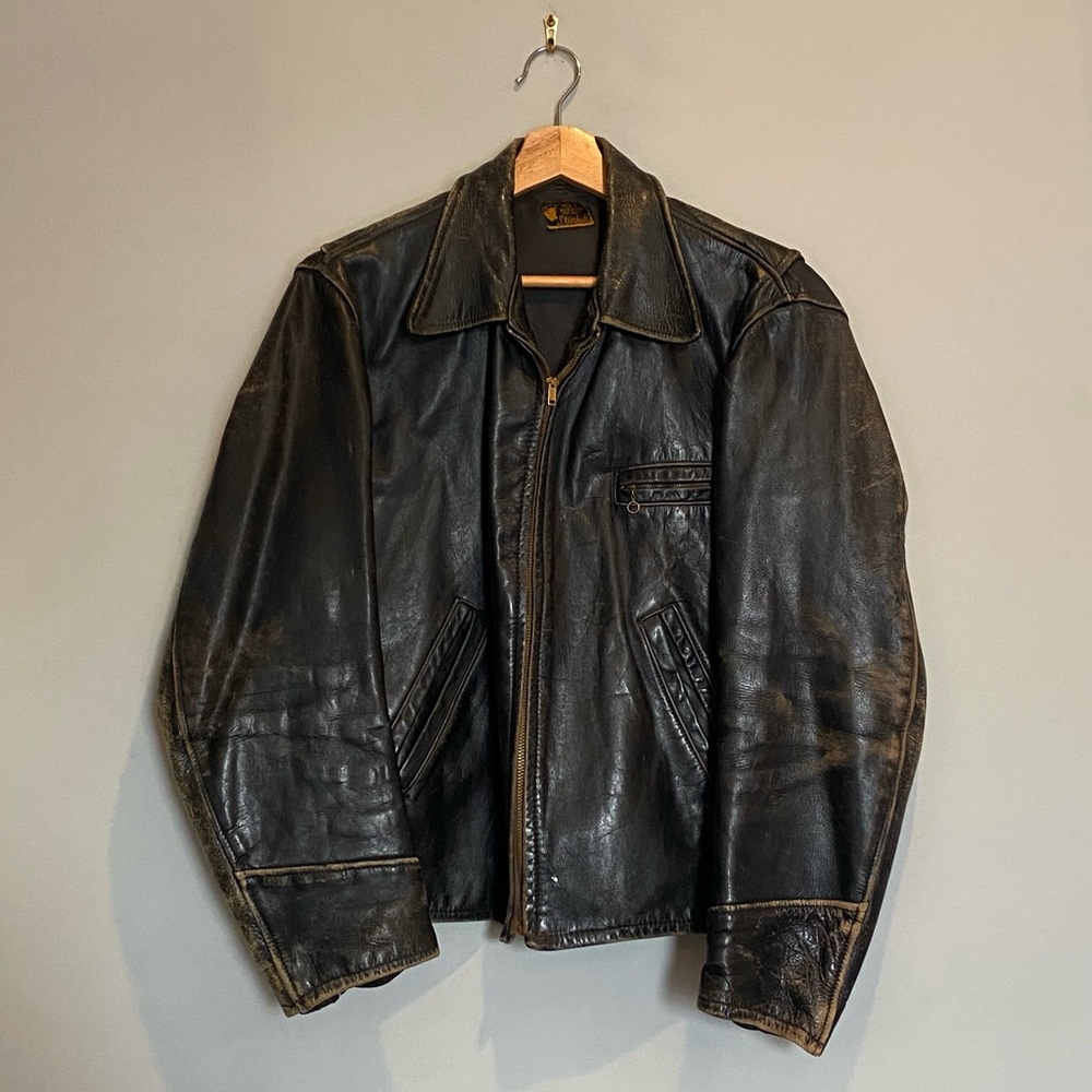1950s vintage dark brown leather jacket